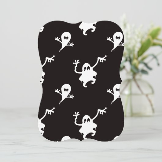 幽霊たちブラックハロウィーン結婚式招待状 招待状 (スタンド正面)