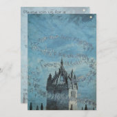 幽霊たち飛んでいるアのまわりにチャーチタワーハロウィーン 招待状 (正面/裏面)