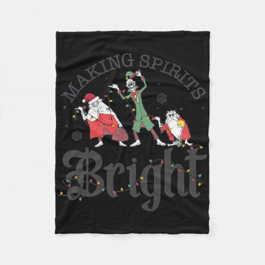 幽霊でクリスマスを明るく フリースブランケット (正面)