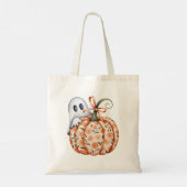 幽霊とお洒落フローラパンプキンピークハロウィーン トートバッグ (裏面)