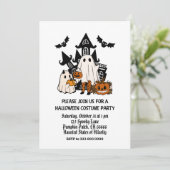 幽霊とこうもりキッズハロウィーンの衣装パーティー 招待状 (スタンド正面)