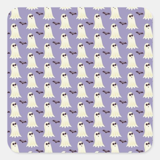 幽霊とこうもりスタンプ スクエアシール (正面)