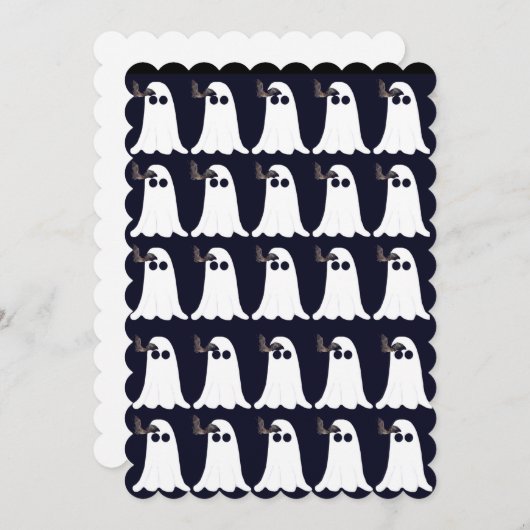 幽霊とこうもりハロウィンカード シーズンカード (正面/裏面)