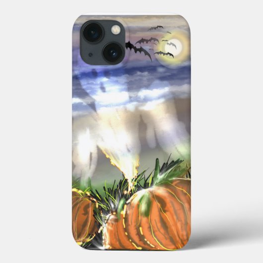 幽霊とカボチャのある海辺のホラーシーン Case-Mate iPhoneケース (裏面)