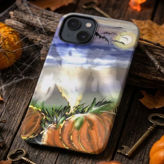 幽霊とカボチャのある海辺のホラーシーン Case-Mate iPhoneケース