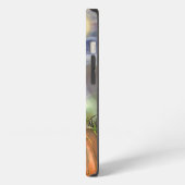 幽霊とカボチャのある海辺のホラーシーン iPhoneケース (左側面)