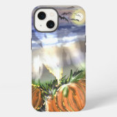 幽霊とカボチャのある海辺のホラーシーン iPhoneケース (裏面)