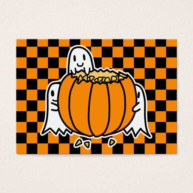 幽霊とカボチャのハロウィンカード (正面)