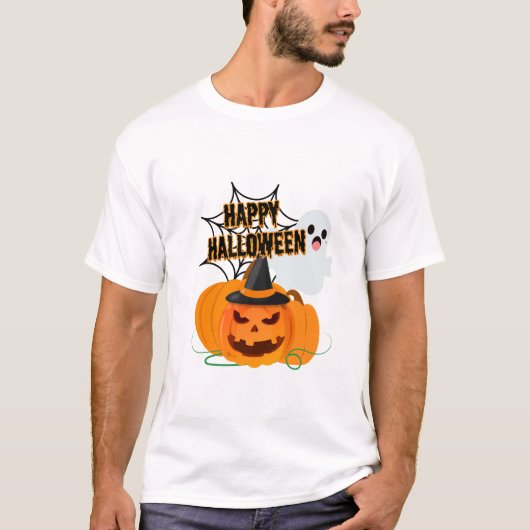 幽霊とカボチャのハロウィンシャツ Tシャツ (正面)