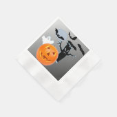 幽霊とカボチャのハロウィンナイト 縁ありカクテルナプキン (角)