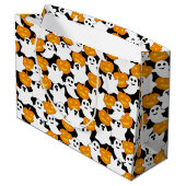 幽霊とカボチャのハロウィンパターン ラージペーパーバッグ (裏面アングル)