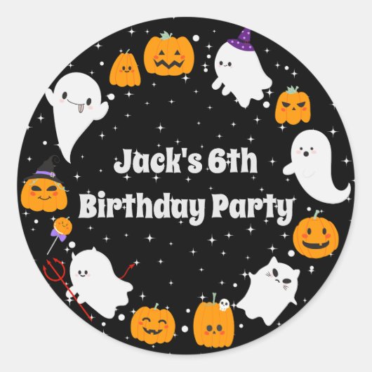 幽霊とカボチャの星空の夜 ラウンドシール (正面)