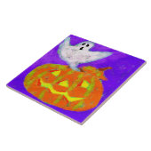 幽霊とカボチャ抽象芸術ハロウィンアート タイル (側面)