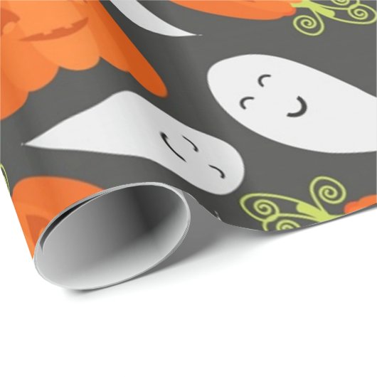 幽霊とカボチャ模様 ラッピングペーパー (ロールコーナー)