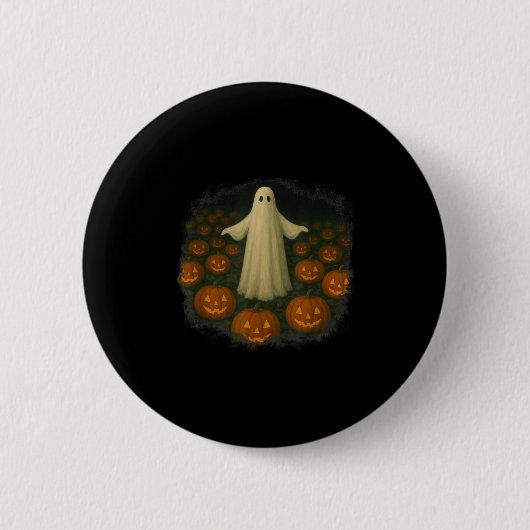 幽霊とカボチャ!ハロウィン! 缶バッジ (正面)