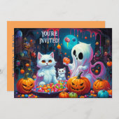 幽霊とキテンスハローウィンパーティ招待状 案内状 (正面/裏面)
