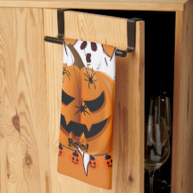 幽霊とクモのハロウィンカボチャデザイン