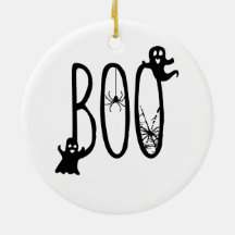 幽霊とクモのハロウィーン "Boo" オーナメント