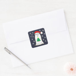 幽霊とクリスマスツリー スクエアシール