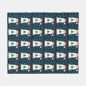 幽霊とクリスマスツリー フリースブランケット (正面(横))