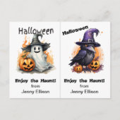 幽霊とクロウスクールパーティーハロウィンカード ポストカード (正面)