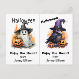 幽霊とクロウスクールパーティーハロウィンカード ポストカード