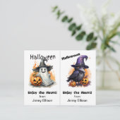 幽霊とクロウスクールパーティーハロウィンカード ポストカード (スタンド正面)