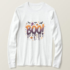 幽霊とコウモリのハロウィン ドリッピングレター BOO Tシャツ
