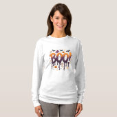 幽霊とコウモリのハロウィン ドリッピングレター BOO Tシャツ (正面フル)