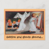幽霊とゴブリンハロウィーン招待状はがき インビテーションポストカード (正面)