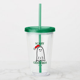 幽霊とサンタハット アクリルタンブラー