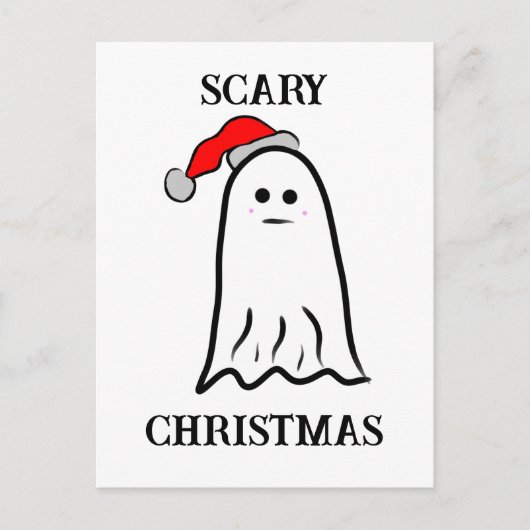 幽霊とサンタハット ポストカード (正面)