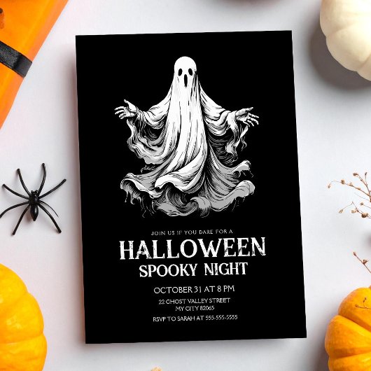 幽霊とハロウィンのお化け屋敷パーティーの夜 招待状