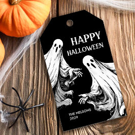 幽霊とハロウィンパーティーのお菓子 ギフトタグ