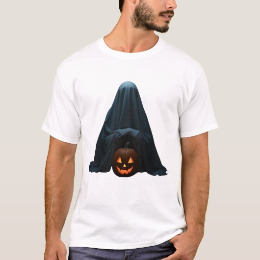 幽霊とハロウィーンのカボチャのちょうちんハロウィーン Tシャツ (正面)