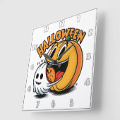幽霊とパンプキ祝ンハロウィン! スクエア壁時計 (傾斜)