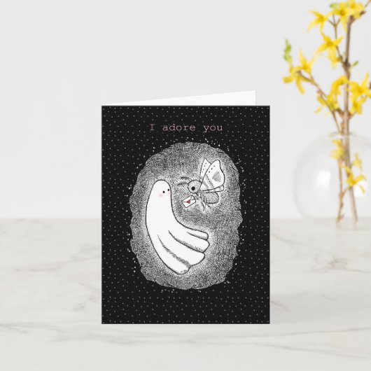 幽霊とモス私はあなたのかわいいバレンタインの日を愛している カード (黄色い花)