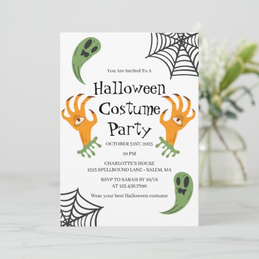 幽霊とモンスターハンズハロウィンコスチュームパーティー 招待状 (スタンド正面)
