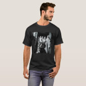 幽霊と写る怖可笑い猫のセルフィー ハロウィン・ミーム Tシャツ (正面フル)