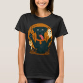 幽霊と可愛い黒犬 Tシャツ (正面)