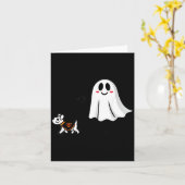 幽霊と散歩する犬のハロウィン カード (黄色い花)