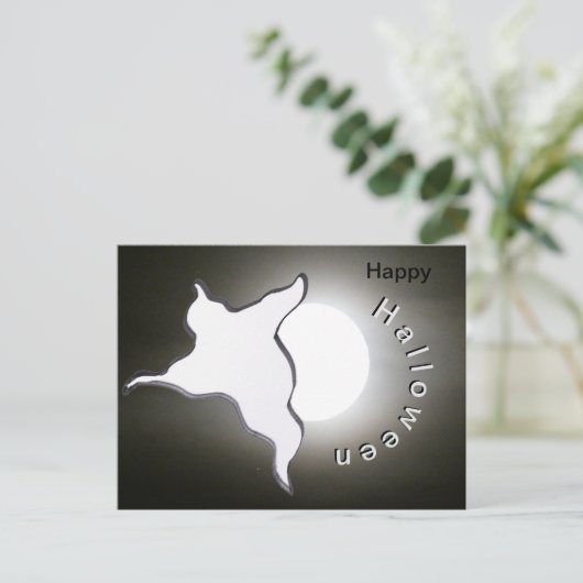 幽霊と月の顧客。ハッピーハローウィンはがき ポストカード (スタンド正面)