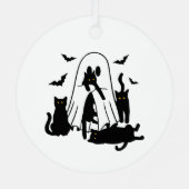 幽霊と猫ハロウィンツリーオーナメント メタルオーナメント (裏面)
