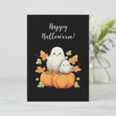 幽霊と秋の要素を持つハロウィンカード シーズンカード (スタンド正面)