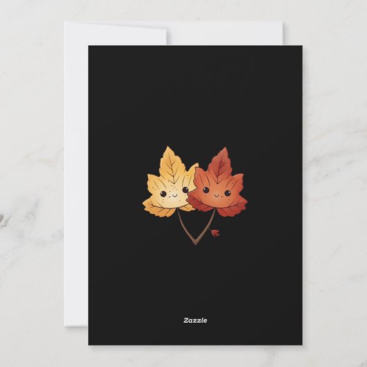 幽霊と秋の要素を持つハロウィンカード シーズンカード (裏面)