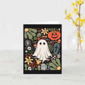 幽霊と花ハロウィーンフローラカボチャ幽霊 カード (黄色い花)