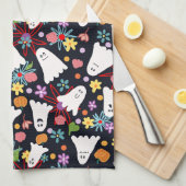 幽霊と花 キッチンタオル (四つ折り)