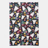 幽霊と花 キッチンタオル (縦)