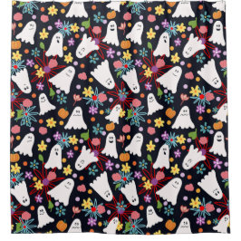 幽霊と花 シャワーカーテン