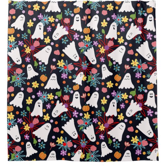 幽霊と花 シャワーカーテン (正面)